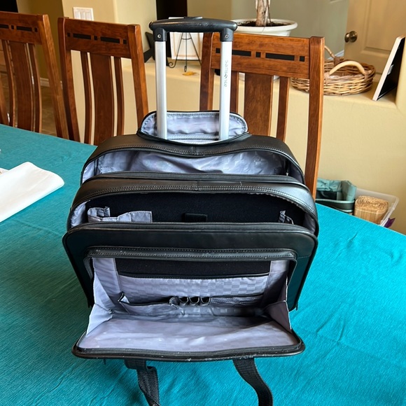 Samsonite Bags Samsonite Black Leather Rolling Briefcase Poshmark